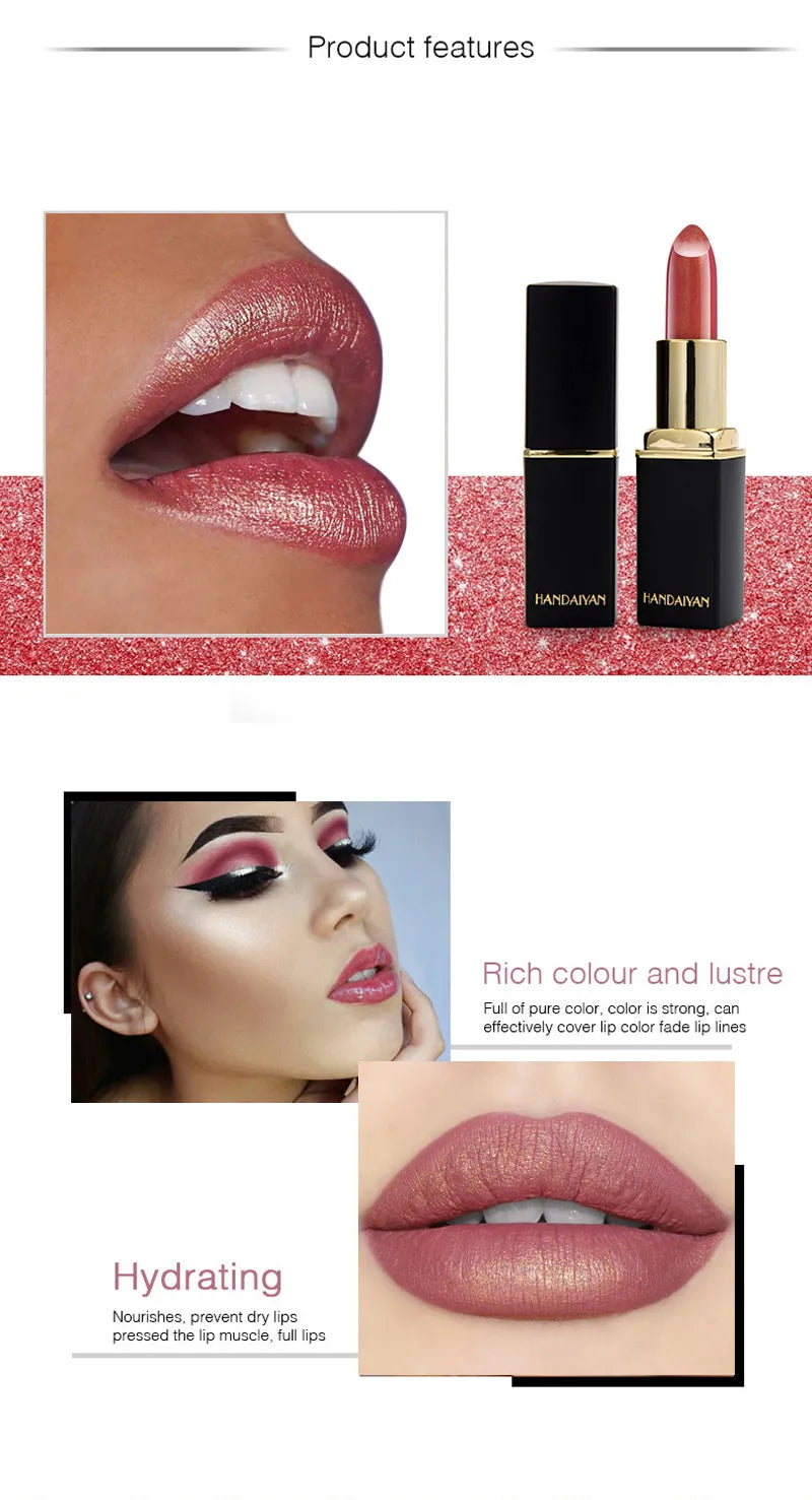 Shiny Metallic Lipstick Pearlescent & Temperature Change Gilt Lipstick