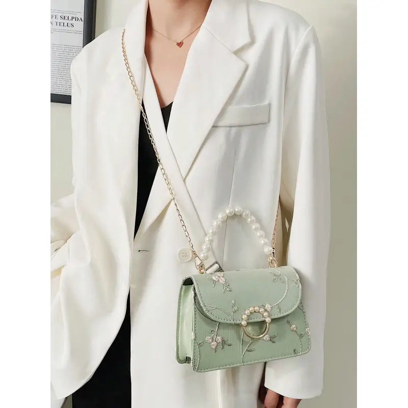 Simple & Fashionable Pearl Hand-Held Small Square Bag