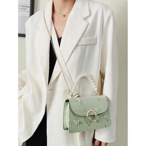 Simple & Fashionable Pearl Hand-Held Small Square Bag