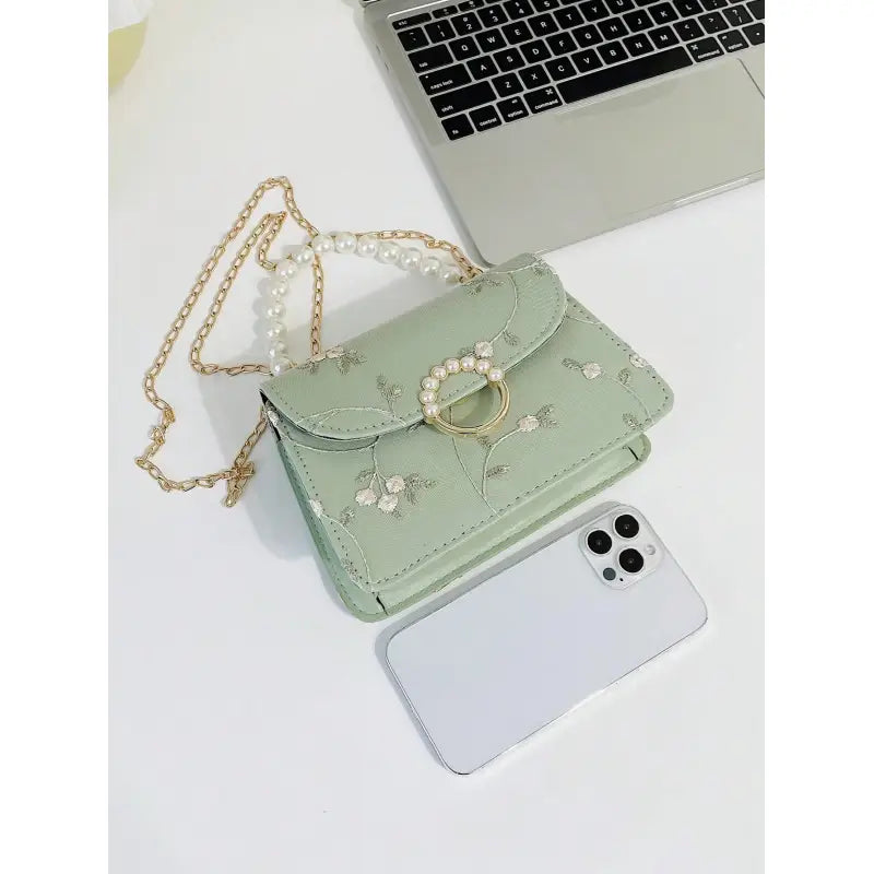 Simple & Fashionable Pearl Hand-Held Small Square Bag