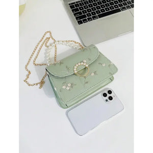 Simple & Fashionable Pearl Hand-Held Small Square Bag