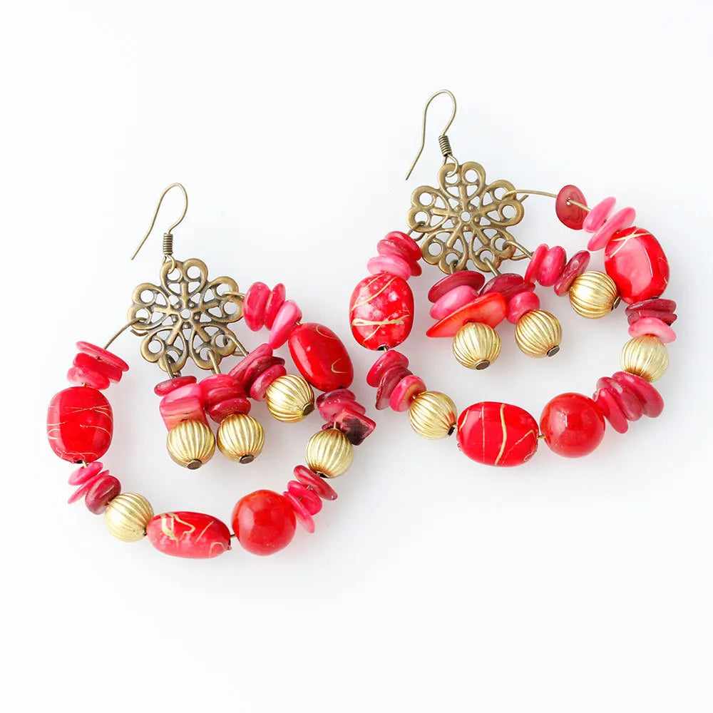 Bohemian Style Handmade Beaded Colorful Earrings