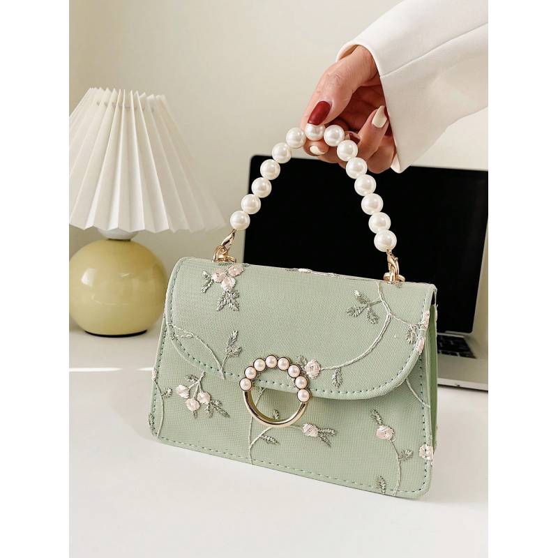 Simple & Fashionable Pearl Hand-Held Small Square Bag